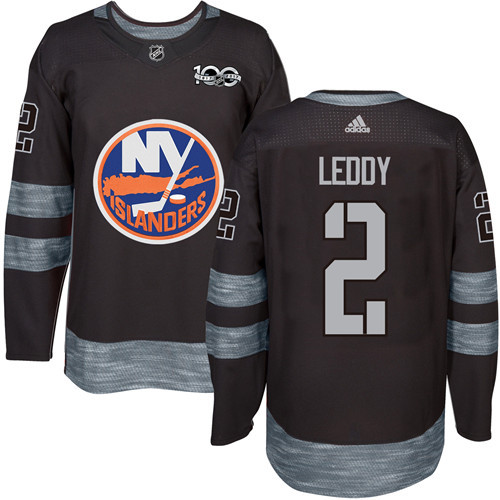 Adidas Islanders #2 Nick Leddy Black 1917-100th Anniversary Stitched NHL Jersey